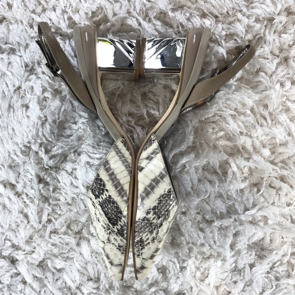 SAM EDELMAN- SNAKESKIN SLING BACK W/ TRIANGLE HEEL - Picture 3 of 12